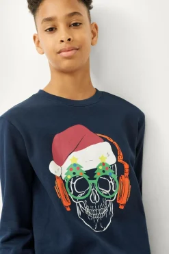 Ellos Collection Julesweater Santa Skull Blue/misty grey Hot