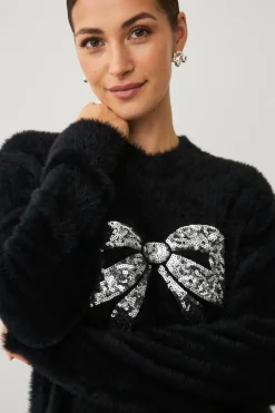 Ellos Collection Julesweater med dekorativt julemotiv Sort Discount