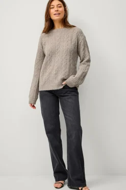 Ellos Collection Kabelstrikket Pullover Beige Discount