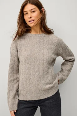Ellos Collection Kabelstrikket Pullover Beige Discount