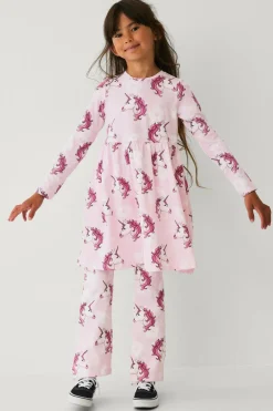 Ellos Kjoler>Collection Kjole med lange ærmer Rosa mønstret