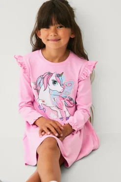 Ellos Collection Kjole med volant Lyserød Enhjørning Clearance