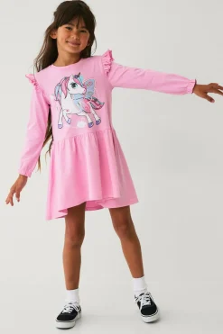 Ellos Collection Kjole med volant Lyserød Enhjørning Clearance