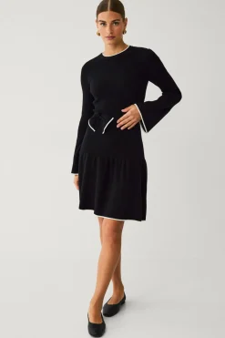 Ellos Collection Kjole med sløjfe og bindebånd sort/hvid Hot