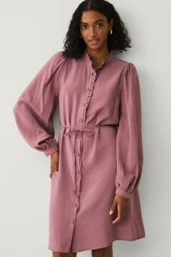 Ellos Kjoler>Collection Kjole med flæsekant rosa