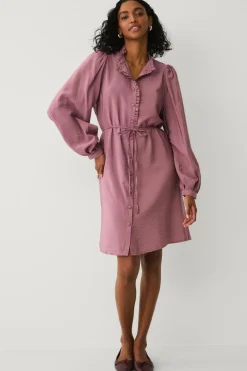 Ellos Kjoler>Collection Kjole med flæsekant rosa