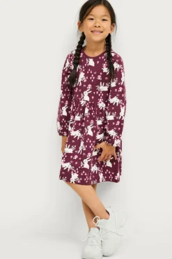 Ellos Kjoler>Collection Kjole Daphne Vinrødmønstret