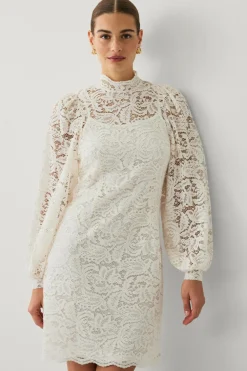 Ellos Kjoler>Collection Kjole i blonde Cremehvid