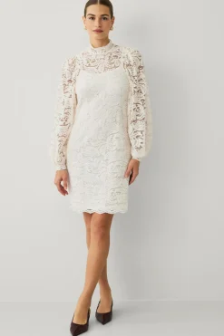 Ellos Kjoler>Collection Kjole i blonde Cremehvid