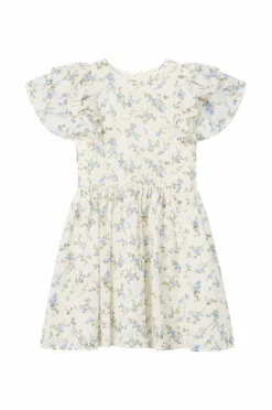 Ellos Collection Kjole med flæseærmer Blå/hvid mønstret Clearance