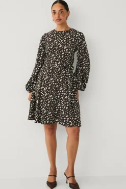 Ellos Kjoler>Collection Kjole med slips Brun aop