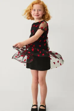 Ellos Festtøj|Kjoler>Collection Kjole i mesh sort med hjertemønster