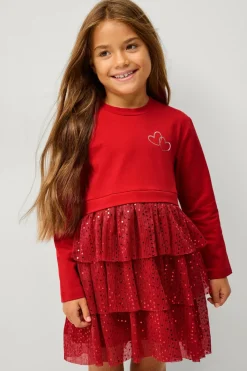 Ellos Festtøj|Kjoler>Collection Kjole Elsa Rød med glitter nederdel