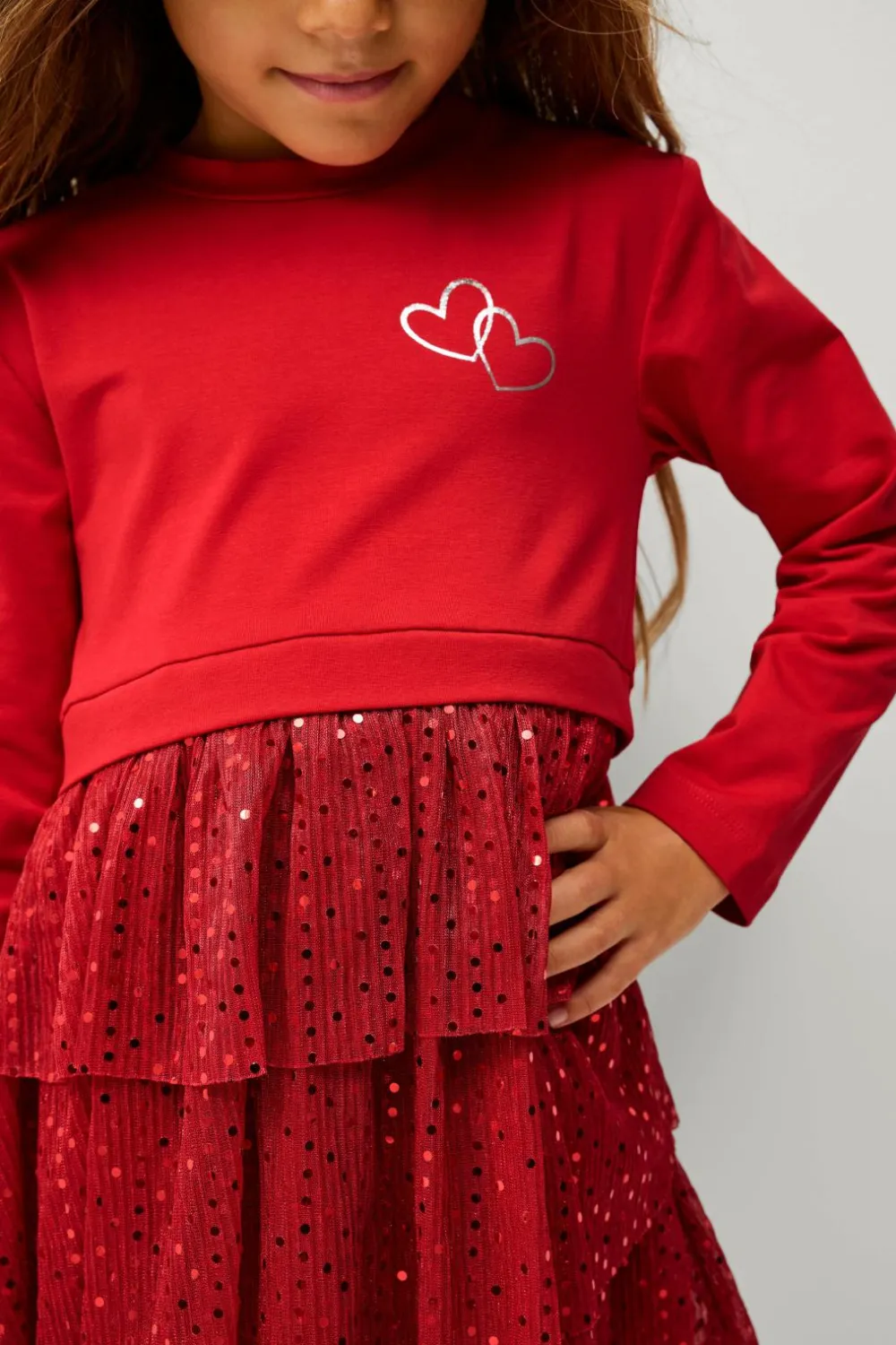 Ellos Festtøj|Kjoler>Collection Kjole Elsa Rød med glitter nederdel