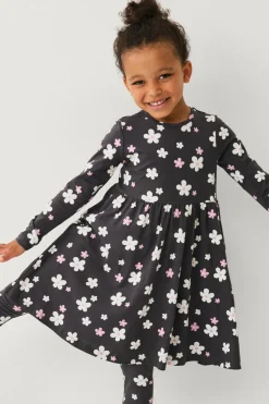 Ellos Kjoler>Collection Kjole med lange ærmer grå mønstret