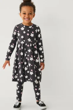 Ellos Kjoler>Collection Kjole med lange ærmer grå mønstret