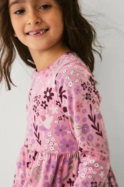 Ellos Collection Kjole med lange ærmer Rosa blommig Outlet