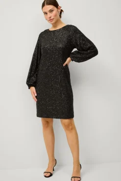 Ellos Kjoler>Collection Kort pailletkjole med en sløjfe Sort