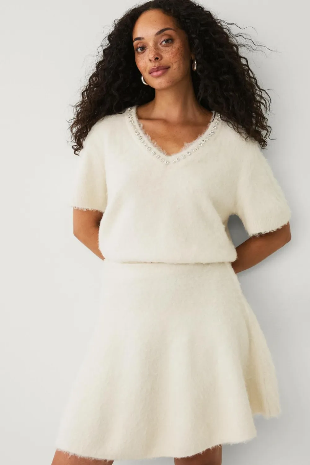 Ellos Nederdele>Collection Kort nederdel cremehvid