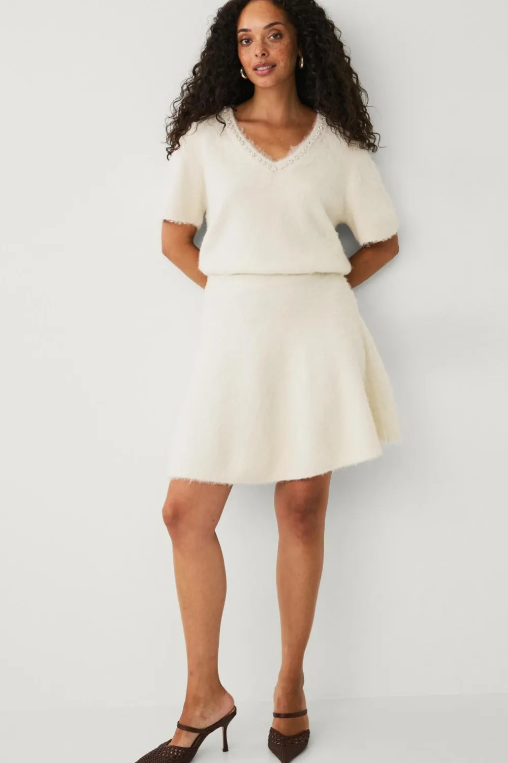 Ellos Nederdele>Collection Kort nederdel cremehvid