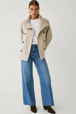 Ellos Jakker & Frakker>Collection Kort dobbeltradet frakke lyse beige