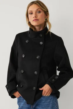 Ellos Jakker & Frakker>Collection Kort dobbeltradet frakke sort