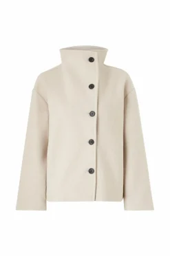 Ellos Collection Kort frakke med høj krave Beige Discount