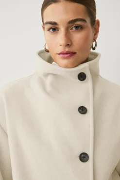 Ellos Collection Kort frakke med høj krave Beige Discount