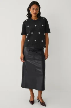 Ellos Collection Kortærmet, strikket trøje Grå Outlet