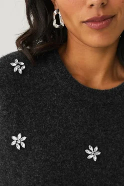 Ellos Collection Kortærmet, strikket trøje Grå Outlet