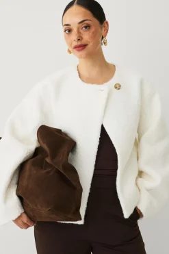 Ellos Collection Kort jakke med struktur creme Clearance