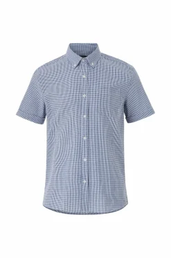 Ellos Collection Kortærmet skjorte i seersucker Marineblå Discount