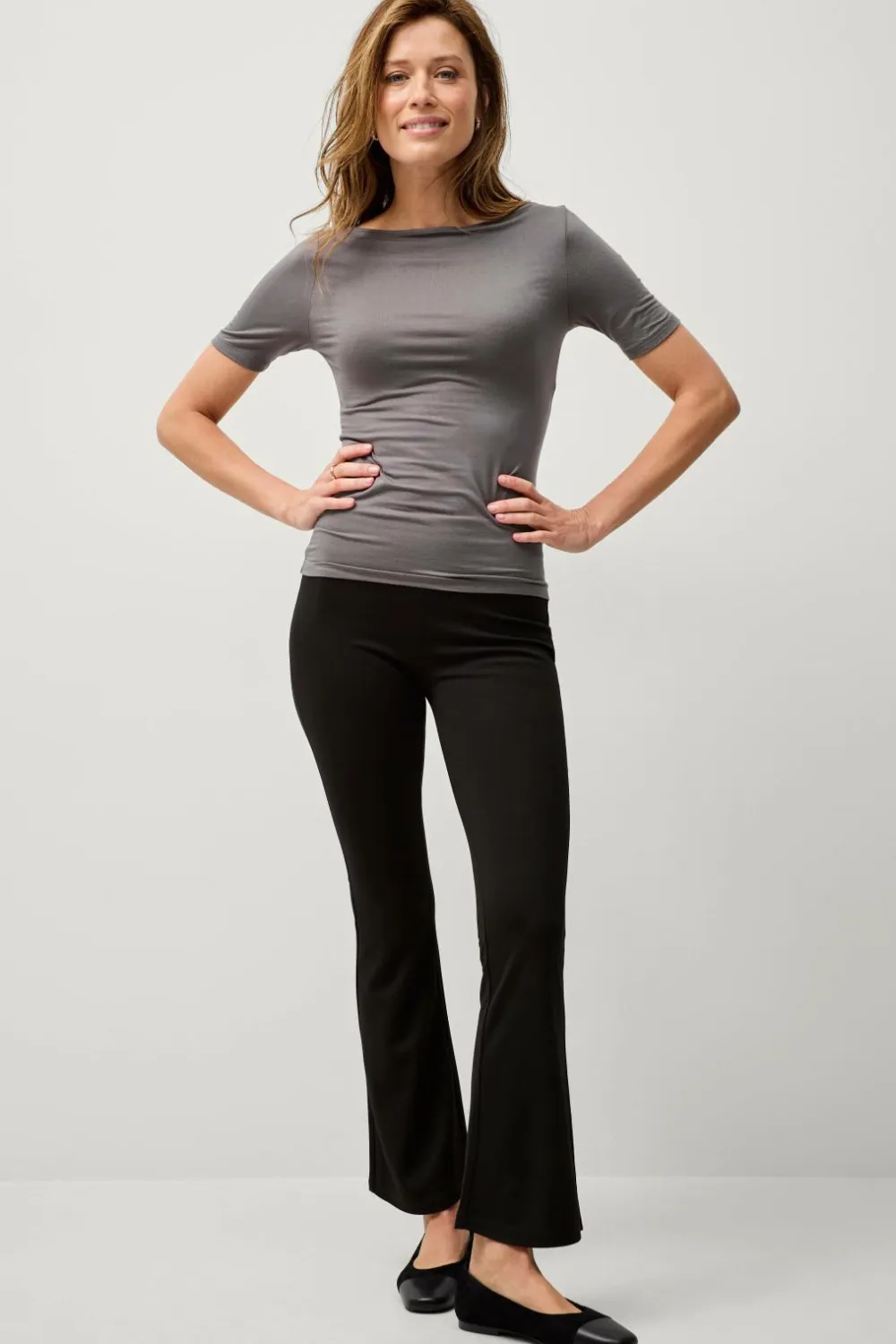 Ellos Tights & Leggings>Collection Kraftige leggings med bootcut, kortere benlængde Sort