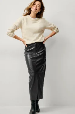 Ellos Nederdele>Collection Lang nederdel i imiteret læder Sort