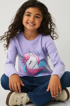 Ellos Kjoler>Collection Langærmet top med tryk lilla