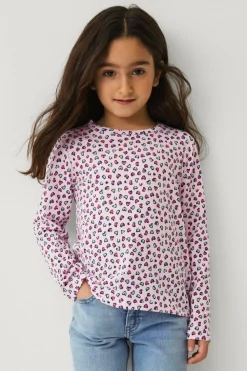 Ellos Collection Langærmet top med tryk rosa leopard mønstret Hot