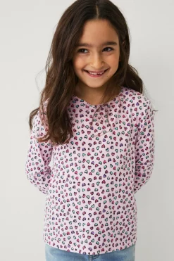 Ellos Collection Langærmet top med tryk rosa leopard mønstret Hot