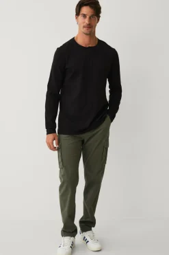 Ellos T-Shirts & Tanktoppe>Collection Langærmet t-shirt med knaplukning sort