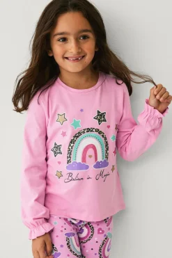 Ellos Kjoler>Collection Langærmet top med tryk Rosa regnbue