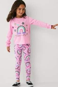 Ellos Kjoler>Collection Langærmet top med tryk Rosa regnbue