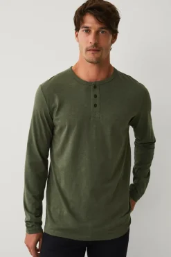 Ellos Collection Langærmet t-shirt med knaplukning grøn Outlet