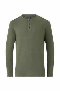 Ellos Collection Langærmet t-shirt med knaplukning grøn Outlet