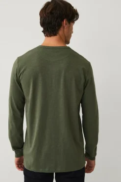 Ellos Collection Langærmet t-shirt med knaplukning grøn Outlet