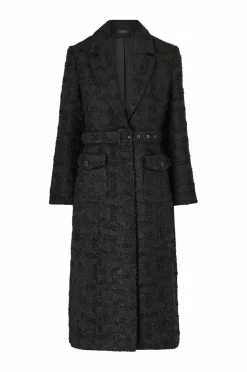 Ellos Collection Lang frakke i bouclé sort