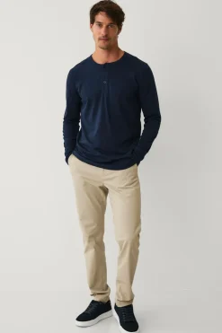 Ellos T-Shirts & Tanktoppe>Collection Langærmet t-shirt med knaplukning Marinblå