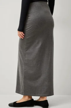 Ellos Collection Lang jerseynederdel Mørkegråmeleret New