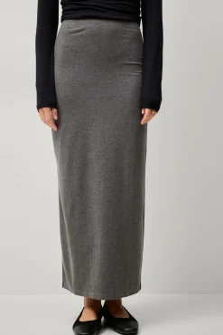 Ellos Collection Lang jerseynederdel Mørkegråmeleret New