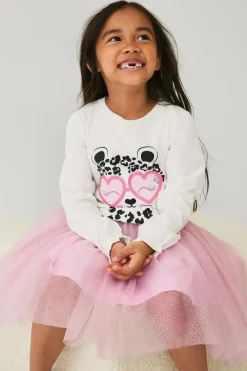 Ellos Collection Langærmet top med tryk offhvid kat Clearance