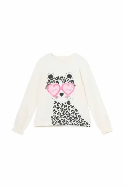 Ellos Collection Langærmet top med tryk offhvid kat Clearance