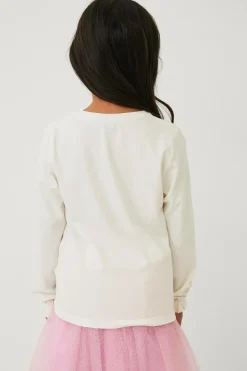 Ellos Collection Langærmet top med tryk offhvid kat Clearance